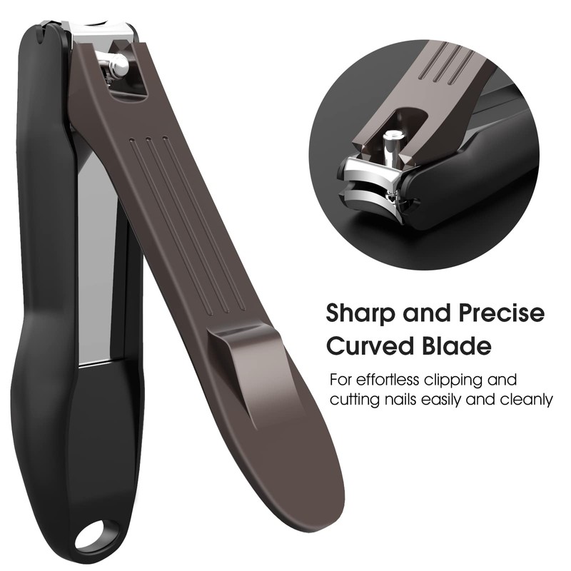 GLAMFIELDS Nail Clippers with No Splash Storage Box, Large Fingernail