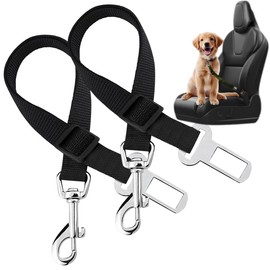 Dog Car Seat Belt, Adjustable Safety Harness, 2-Pack, Black