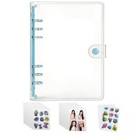 A5 Sealing Notebook, Clear, Large Size, 6-Hole Binder, Seal Storage, Includes 20 Inner Sealing Pages (4 Pockets Single Sided Refill), 2 Dedicated Backing Sheets, Collage Notebook, Pushing Purpose