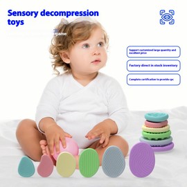 Fidget Sensory Toys for Kids Adults Easter Basket Stuffers Silicone Worry Stone for Autism ADHD Teens Silent Calm Down Toy (24 Stones)