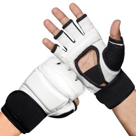 Beingfit Open Finger Gloves Boxing Gloves (SMALL, White)