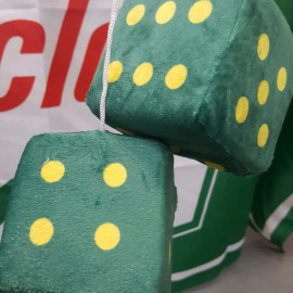 National Speed Automotive Supply 3" Dark Green Yellow Dots Plush Fuzzy Dice Auto Accessories Packers Colors