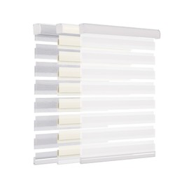 Changshade Custom Size Cordless Zebra Blinds for Indoor Windows, Free-Stop Light Filtering Zebra Shades Dual Layer Sheer Privacy Light Control Shades for Home Bedroom, Easy Installation, White