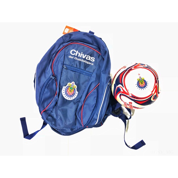 Chivas De Guadalajara Soccer Backpack + Size 5 White Soccer