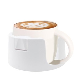 Jiozermi White Anti-Spill Cup Holder, Adjustable Spill Proof Drink Cup Holder, Non-Tipping Table Coaster for Home Bed Couch Office RV