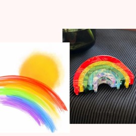 2 PCS Rainbow Hair Claw Clips for Thin & Thick Hair - Non-Slip Barrette Jaw Clamps, Fashion Acetate Hair Clips & Accessories for Women Girls (Rainbow, One Size)