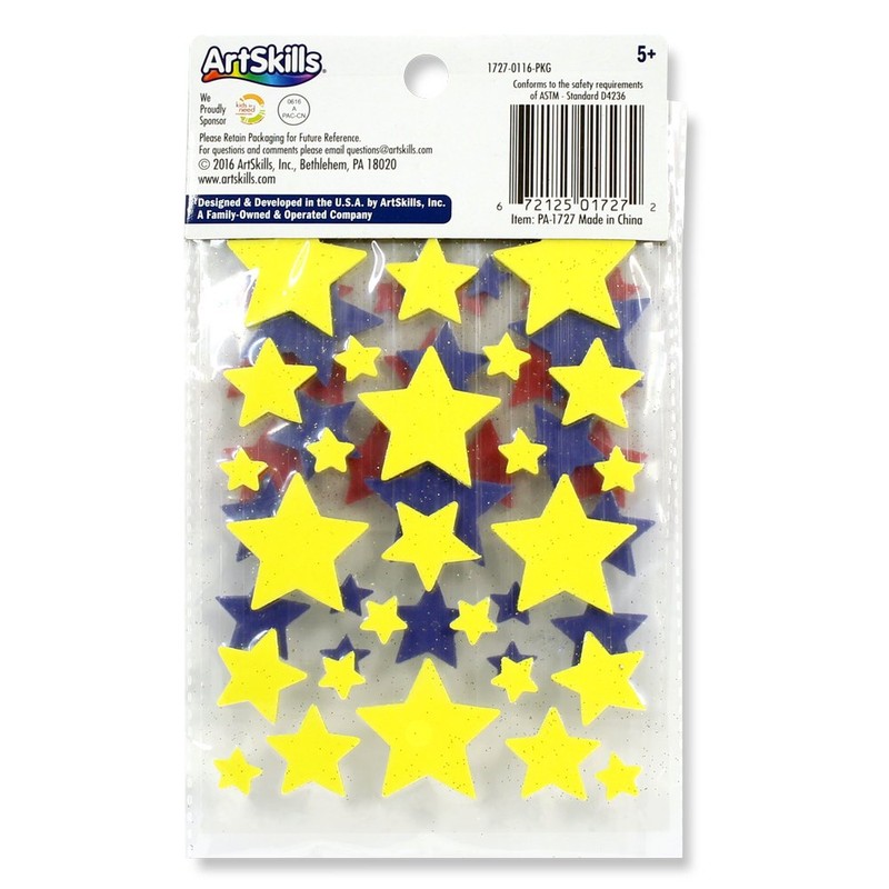 ArtSkills Self Adhesive Glitter Star Shape Foam Stickers, Peel and