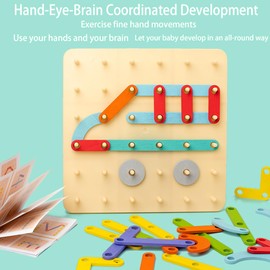 Stecktafel HolzPuzzle, Montessori Spielzeug für Kleinkinder im Alter von 3 4 5 Jahren, Buchstaben Zahlen Konstruktionspuzzle, pädagogisches Stapelblock Spielzeugset mit Musterkarten