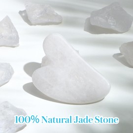 Gua Sha Facial Tools Guasha Tool Gua Sha Jade Stone for Face Skincare Facial Body Acupuncture Relieve Muscle Tensions Reduce Puffiness Festive Gifts (White)