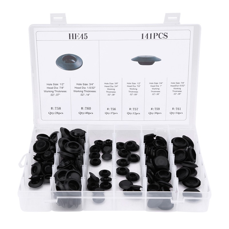141pcs 6 Sizes Assorted Car Flush Mount Hole Plugs Auto
