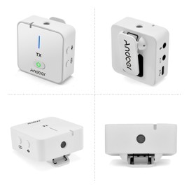 Andoer MX5 2.4G Wireless Recording Microphone System with Transmitter Receiver Clip-on Lavalier Mic 50M Effective Range Built-in Battery for Type-C & 3.5mm Smartphone DSLR Camera DV Vlog Video Recording Interview