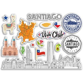 Santiago Sticker Set A5 Sheet Vinyl Sticker for Luggage Laptop Chile 79146
