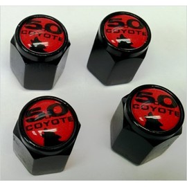 Compatible with Ford Mustang Coyote 5.0 Shelby GT Valve Stem Caps (Black - Red Coyote)