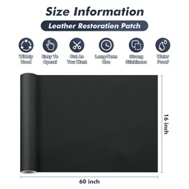 Self Adhesive Leather Repair Patch 16x60 Inch DIY Vinyl Leather Couch Repair Kit for Furniture, Waterproof Leather Repair Tape for Car Seat & Interior, Sofa, Chair, Motorcycle Seat(Light Brown,1 Roll)