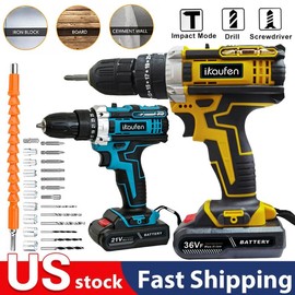 21V Cordless Drill Set, Power Drill 59Pcs With 3/8 Inch Keyless Chuck, 25 3 Clutch Electric Drill With Work Light, Max Torque 45Nm, 2-Variable Speed & 2 Batteries And Fast Charger - Color: Blue