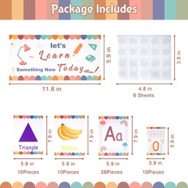 57 PCS Alphabet Number Bulletin Board Set, Boho Rainbow Early Learning ABC Alphabet Number Colors Shapes Card Classroom Decorations for Teachers Wall Decorations for Preschool Kindergarten Classroom