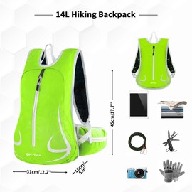 ONT Outdoor Unisex 14L Ultralight Bicycle Travel Hiking Sports Backpack Waterproof Travel Backpack for Running Skiing Camping Trekking Mountaineering Cycling Shoulder Bags, green