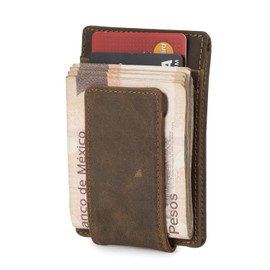 Vedicci Cartera de Piel para Hombre con Clip Magnético para Billetes de Fácil Acceso. Billetera Delgada para hasta 8 Tarjetas. Cartera Vintage para Caballero. Men Wallet (Crazy Horse)