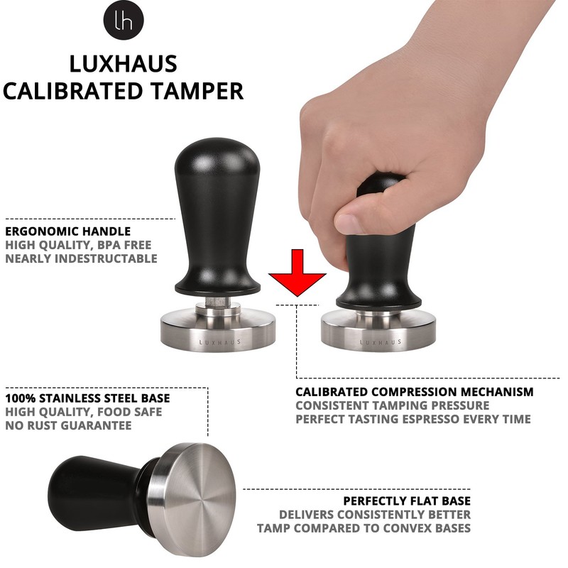 LuxHaus 49mm Calibrated Espresso Tamper - Coffee Tamper with Spring