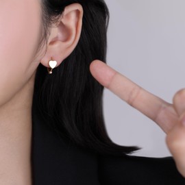 SLUYNZ 925 Sterling Silver Heart Hoop Earrings for Women Teens Love Heart Hoop Earrings Huggie (B-Gold)