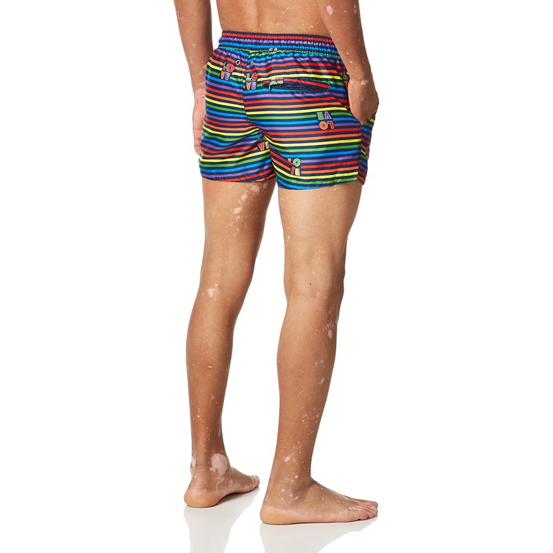 2(X)IST Pride Ibiza bañador para Hombre, Rayas del Amor/Arco Iris,