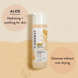 The Honest Company 2-in-1 Cleansing Shampoo Body Wash Gentle for Baby Naturally Derived, Tear-free, Hypoallergenic, Citrus Vanilla Refresh, 18 fl oz