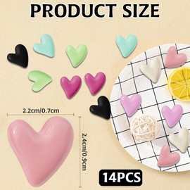 14Pcs Cute Fridge Magnets, 7Colors Heart Magnets Cute Magnets, Refrigerator Magnets Locker Magnets for Refrigerator, Strong Holding Power, Whiteboard Magnets for Kitchen Classroom Office Cabinet