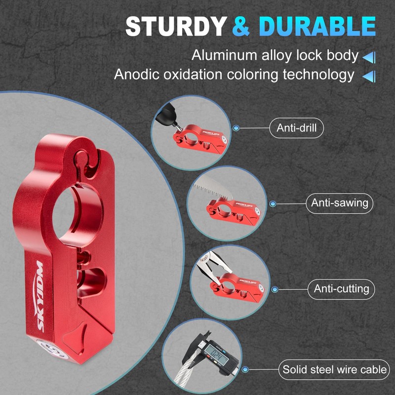SKYJDM Motorcycle Lock Combo - Helmet and Brake Anti-Theft Grip