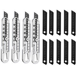 4 Pack Utility Knives with 10 Pcs Blade, All Stainless Steel 5.5 Inch Sharp Craft Knife for Art, Office and Handwork (4)