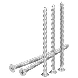 DTGN 25Pcs #10x3-1/2" Flat Head Wood Screws, 304 Stainless Steel Phillips Self Tapping Screws - Good for Woodworking, Furniture - Silver