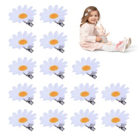 15 Pieces Daisy Hair Clips Cute Braid Accessories Small Flower Hair Clips Non-Slip Flower Claws for Women and Girls (White)