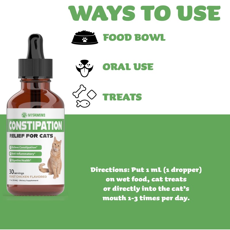 Cat Constipation Relief - May Help to Soften Stool, Ease