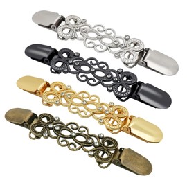 Fidqiog 4 Pcs Cinch Clips for Vintage Dress, Metal Waist Cincher Clip for Clothes, Classic Cardigan Shawl Sweater Shirt Suspender Dress Clips Back Cinch, Pant Waist Tightener Clip for Women