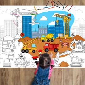 Construction Coloring Books for Kids Dump Truck Giant Coloring Poster Large Coloring Tablecloth Huge Table Cover for Boys Girls Birthday Party Supplies Favor 31.4 x 43.3 Inch