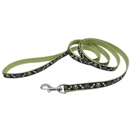 Coastal Pet Ribbon Dog Leash - Contemporary Stylish Look - Durable Fade-Resistant Nylon Material - Perfect for Dogs Brown Paws and Bones, 5/8" x 06'