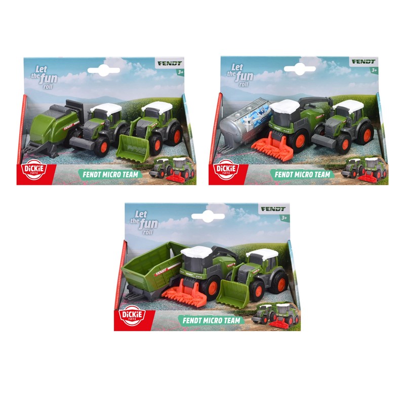 Dickie Toys Fendt Micro Team (9 cm) - Tractor Set