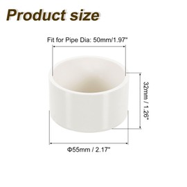 sourcing map 4Pcs PVC Pipe End Cap Fitting, 2" Furniture Grade Pipe End Cap Plug Adapter Pipe Plug Socket Fittings for Sewer Drain Pipe Connections, Garden DIY, White