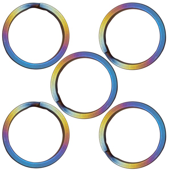 CLAN Titanium Key Ring Set - Lightweight and Rustproof Key Ring, Rainbow