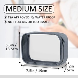 Toiletry Bag Transparent Toiletry Bag PVC Aeroplane Bag Liquids Cosmetic Bag Travel Cosmetic Bag Transparent Bag Hand Luggage Travel Accessories Toilet Bag Waterproof for Women, S-grey pack of 2,