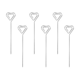 uxcell Stainless Steel Cocktail Picks, 5" 6Pcs Metal Cocktail Toothpicks Martini Picks Reusable Heart Shape Cocktail Skewers for Drinks Appetizer Fruits (Silver)
