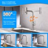 Kitchen Faucet with Pull Down Sprayer, Brushed Nickel Waterfall Single