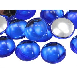 7mm Blue Sapphire .PH Flat Back Acrylic Round Cabochons Plastic Pearl Gems for Jewelry Making Costume Making Cosplay Jewels Embelishments - 100 Pieces