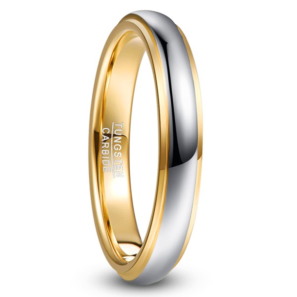 NUNCAD Wedding Rings His and Hers 4mm Gold Silver Tungsten