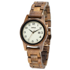 Customizable Wooden Watch for Women ZEITHOLZ, Leuben Collection Analog Watch 32mm, Made from Natural Wood with Japanese Quartz Movement and Monthly Calendar.
