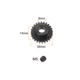 sourcing map Mod 1 24T Pinion Gear 8mm Bore Hardened Steel Motor Rack Spur Gear for RC Car Truck Gear Drive