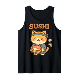 Kawaii Cat Sushi Cute Japanese Style Anime Kids Teens Girls Tank Top