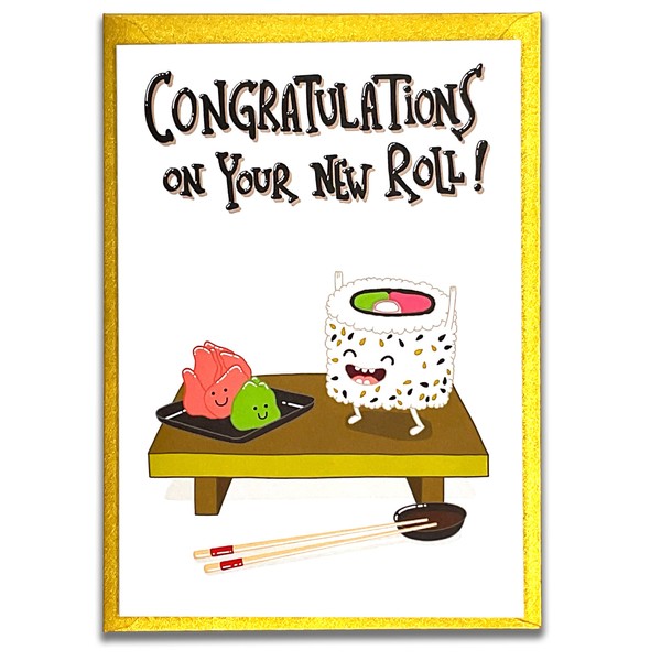 Congratulations on Your New Roll Card, Cute and Funny New Job Card, Job Promotion Congrats Card for Boss, Coworker, Colleague