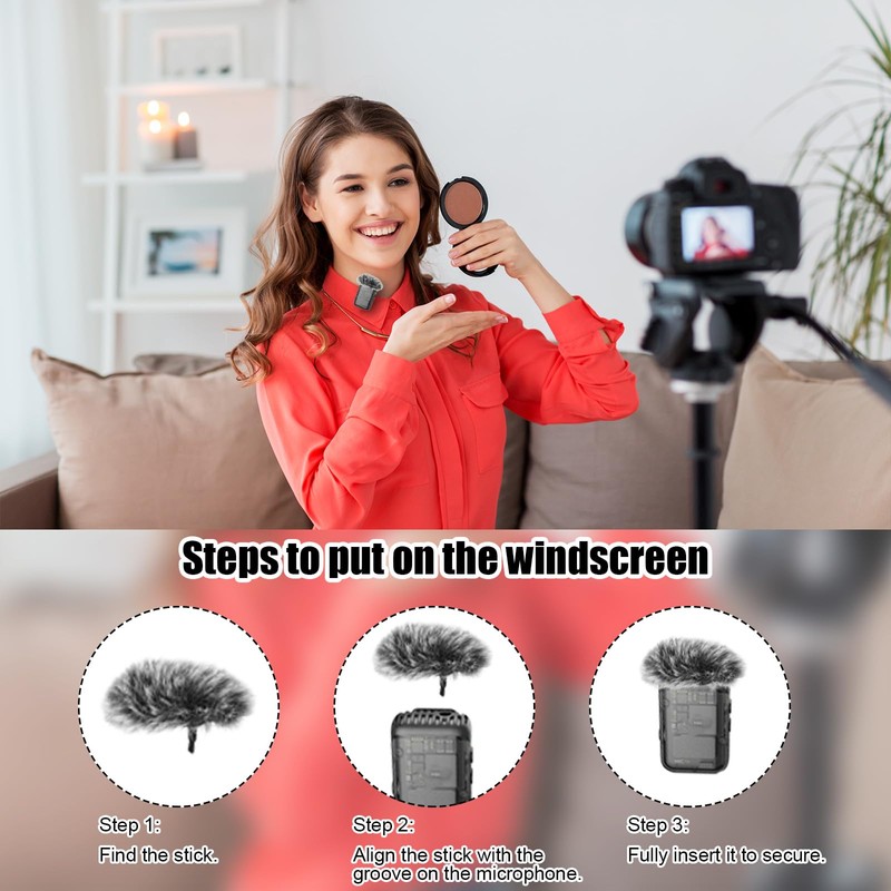 2 Pack Mic Windscreen for DJI MIC 2, Furry Wind