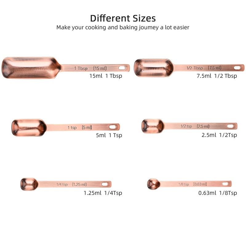 zoyizi Copper Measuring Cups and Spoons Set 14, Stainless Steel