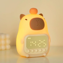 Yiliaw Capybara Alarm Clock with Night Light for Kids, Cute Alarm Clocks for Bedrooms Ok to Wake Clocks, Silicone Animal Tabletop Lamp for Teen Girls Boys